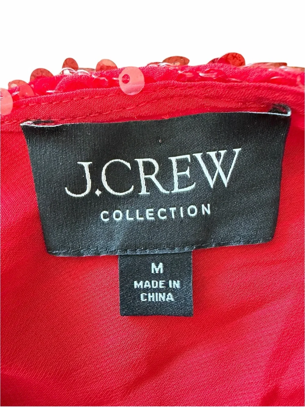 NWOT J. Crew Collection Carrie Red Sequin Holiday Christmas Blouse Size Medium
